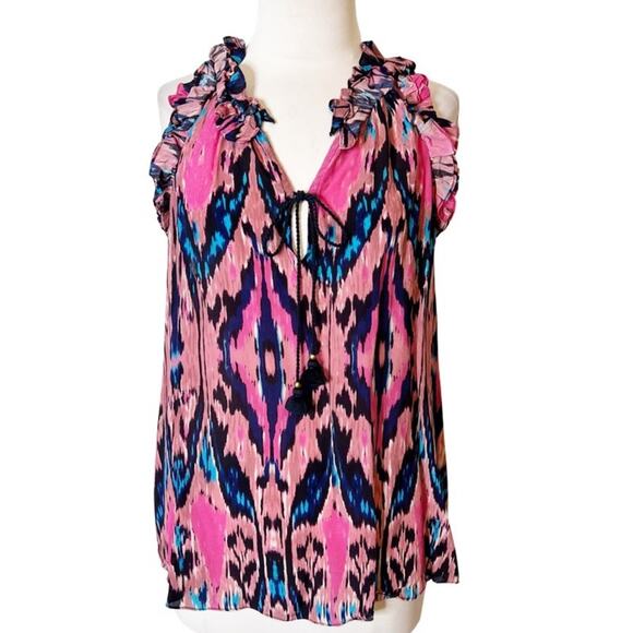 Figue Fabiana nomadic ikat pink tank top sz L - Picture 3 of 8